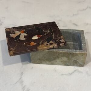 vintage trinket box made of soapstone and originating from India bohemian